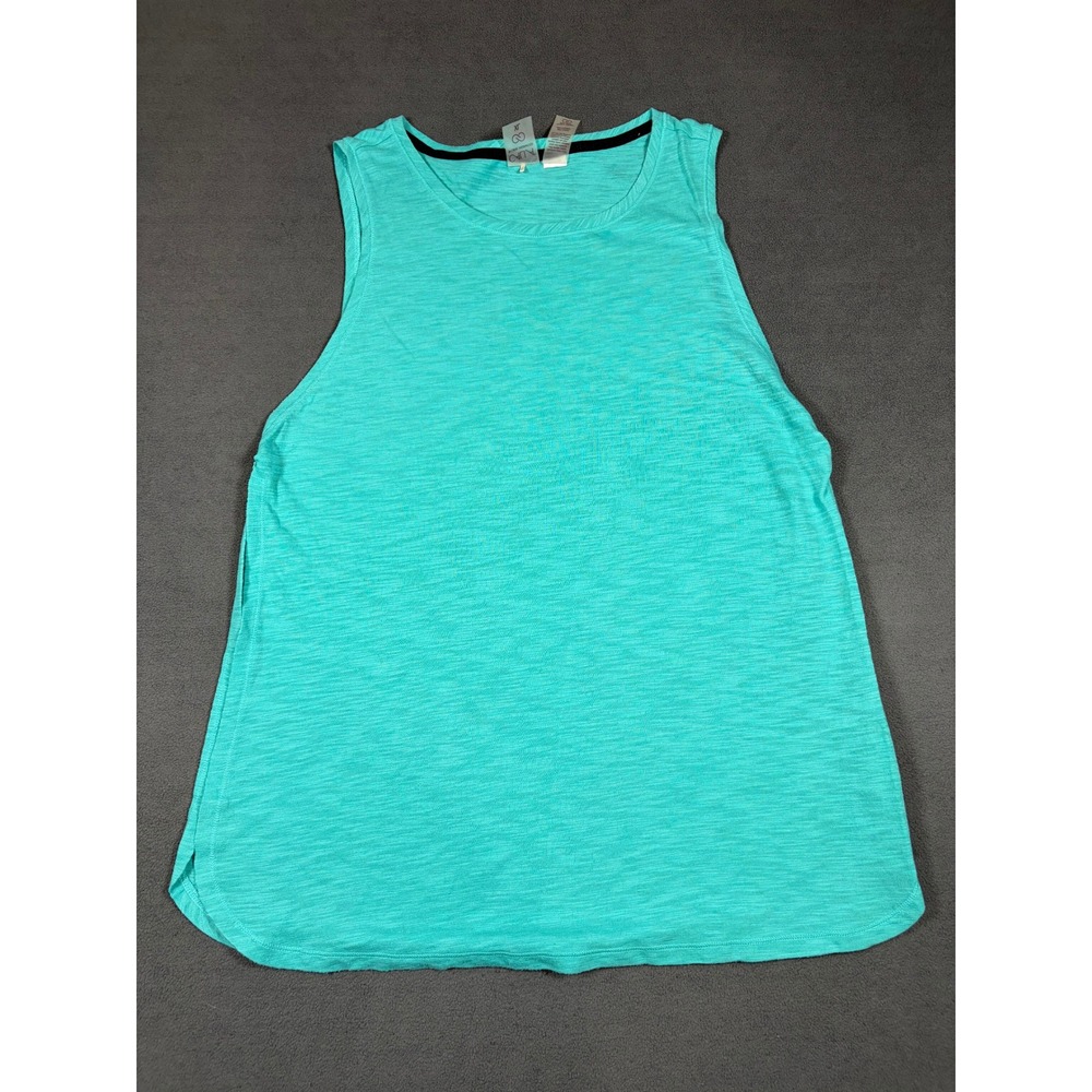 CALIA Tank Top Womens XL Teal Slub Knit Side Slit Sleeveless Activewear